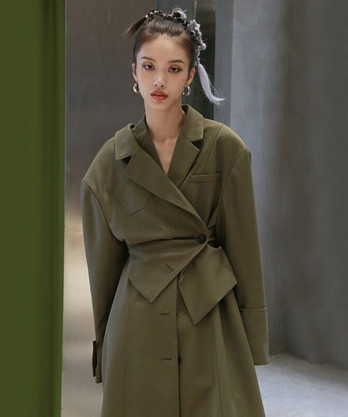 Asymmetric Belted Coat